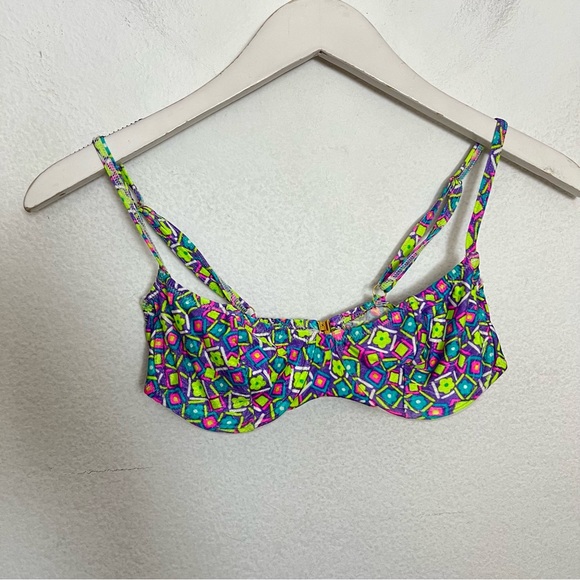 BareMinimale Swimwear Candy Hearts Underwire Bikini Swim Top Multicolor Neon XS - Picture 3 of 8